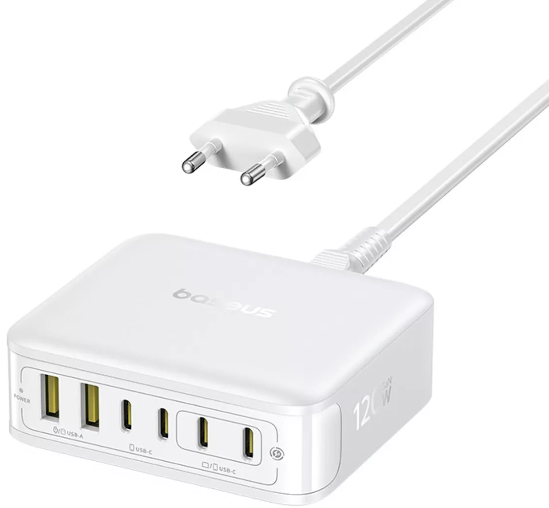 Baseus EnerFill FH21 Oplaadstation, 120W, 2 x USB-A - 4 x USB-C, Wit E0120T01
