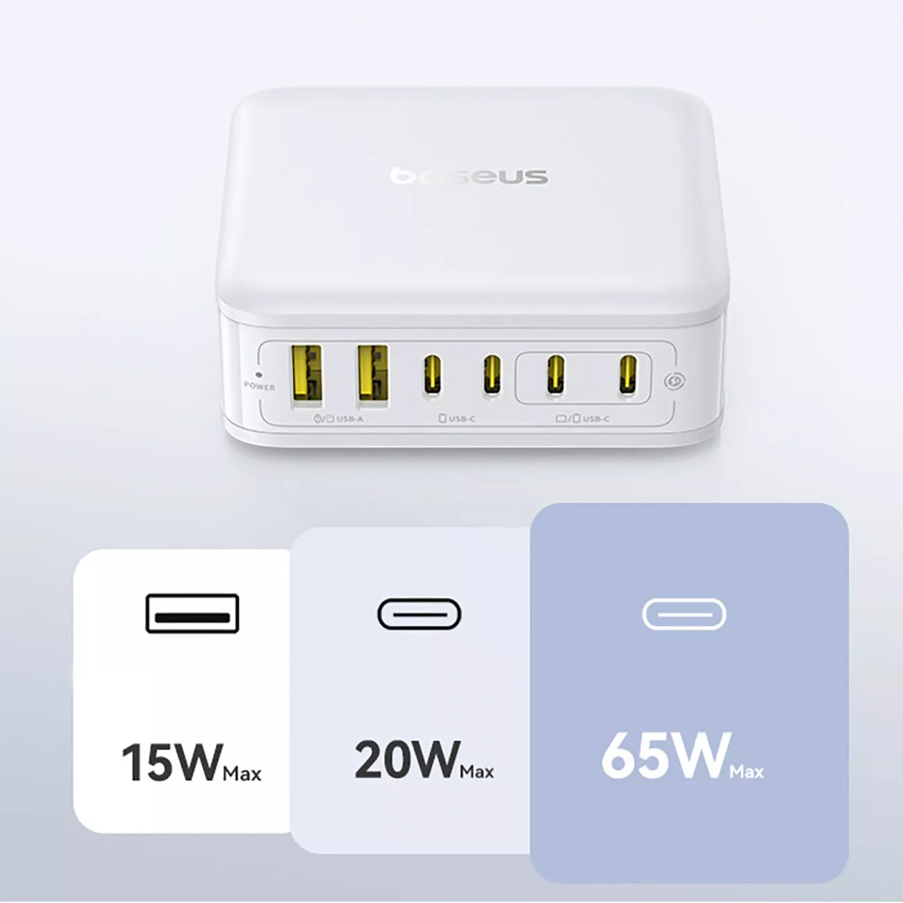 Baseus EnerFill FH21 Oplaadstation, 120W, 2 x USB-A - 4 x USB-C, Wit E0120T01