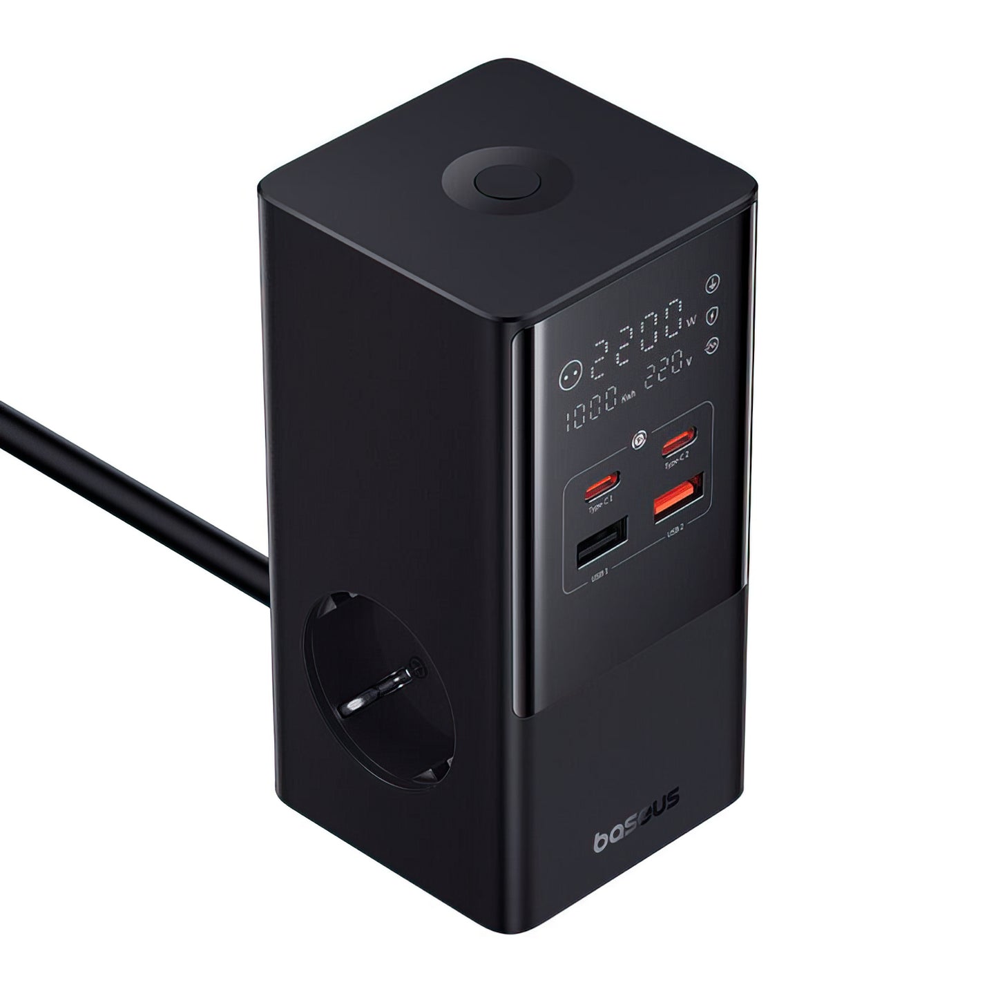 Baseus PowerCombo Tower Ladestation, 100W, 5A, 2 x Schuko - 2 x USB-A - 2 x USB-C, Schwarz E00023609113-00