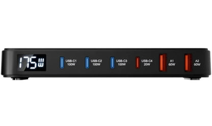 BlitzWolf BW-S30 Oplaadstation, 175W, 5A, 2 x USB-A - 4 x USB-C, Zwart