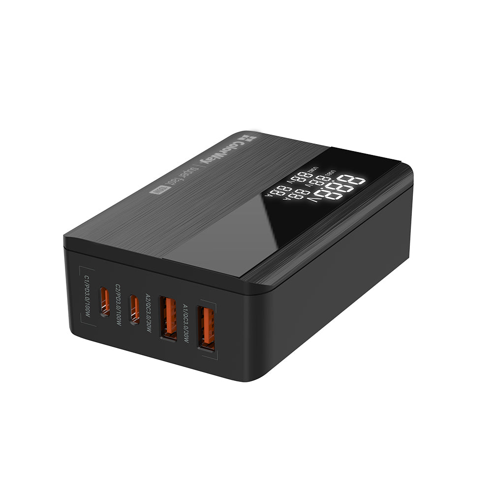 Ladestation ColorWay Display, 100W, 5A, 2 x USB-A - 2 x USB-C, Schwarz