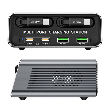 Ladestation mit USB-C-Kabel OEM WLX-60C, 130W, 2 x USB-A - 2 x USB-C, Grau