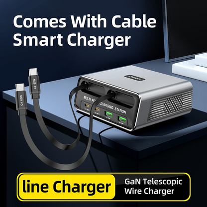 Ladestation mit USB-C-Kabel OEM WLX-60C, 130W, 2 x USB-A - 2 x USB-C, Grau