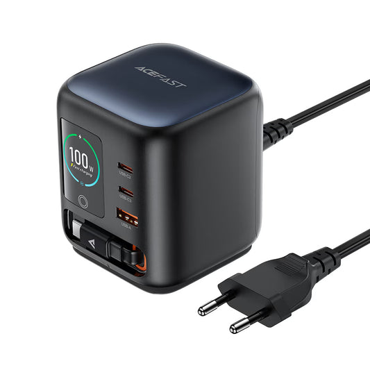 Ladestation mit USB-C-Kabel Acefast Z10, 100W, 1 x USB-A - 2 x USB-C, Schwarz