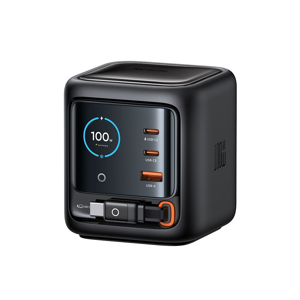 Oplaadstation met USB-C-kabel Mcdodo FreeGo CH-1391 Display, 100W, 5A, 1 x USB-A - 2 x USB-C, Zwart
