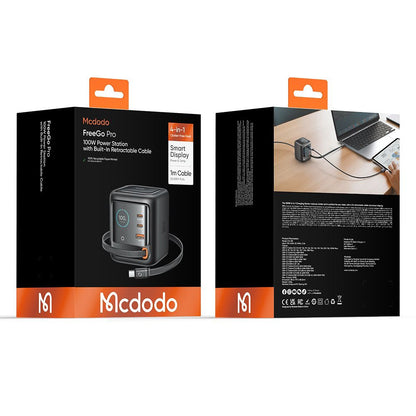 Oplaadstation met USB-C-kabel Mcdodo FreeGo CH-1391 Display, 100W, 5A, 1 x USB-A - 2 x USB-C, Zwart