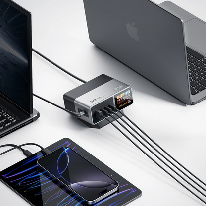 Ladegerät Station Cuktech TA3005U, 300W, 1 x DC - 1 x USB-A - 3 x USB-C, Grau