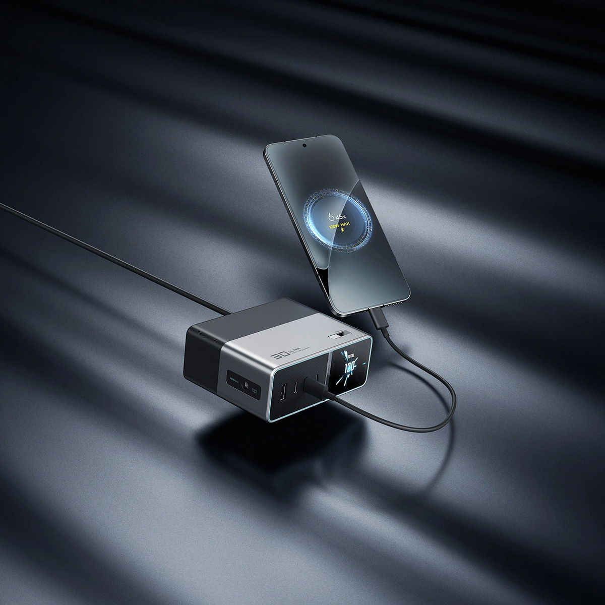 Ladegerät Station Cuktech TA3005U, 300W, 1 x DC - 1 x USB-A - 3 x USB-C, Grau