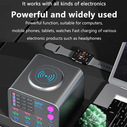 Ladestation MaAnt DianBa No.2 QI, 300W, 3A, 3 x USB-C - 9 x USB-A, Grau