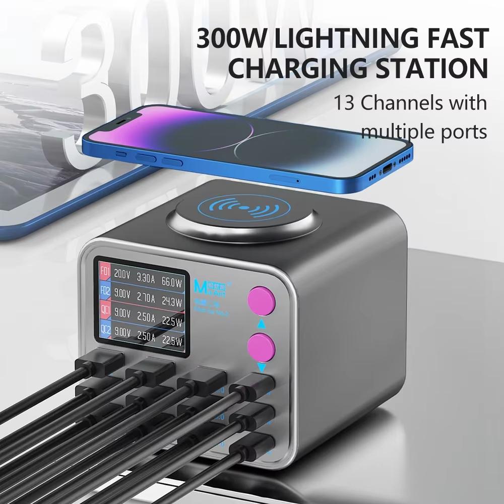 Ladestation MaAnt DianBa No.2 QI, 300W, 3A, 3 x USB-C - 9 x USB-A, Grau