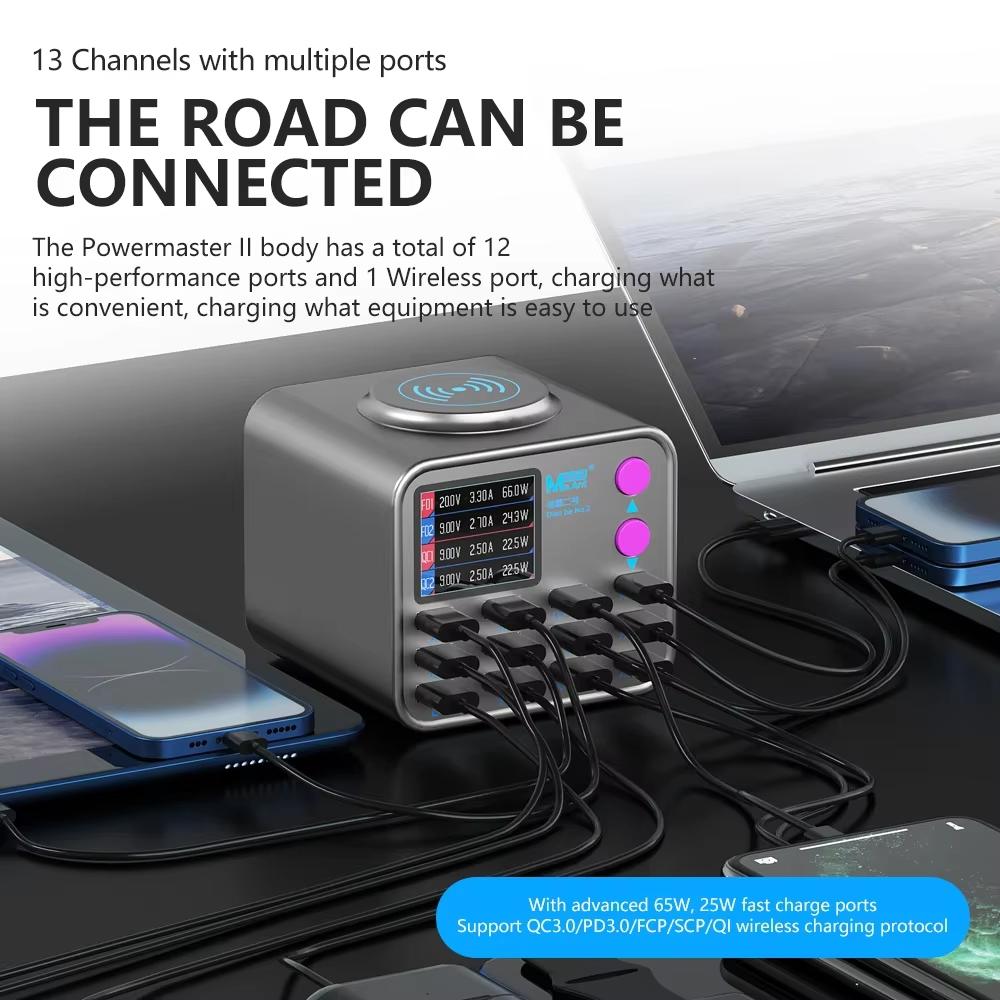 Ladestation MaAnt DianBa No.2 QI, 300W, 3A, 3 x USB-C - 9 x USB-A, Grau