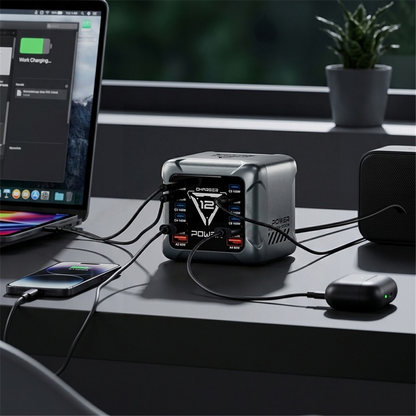 Ladestation OEM BK-127D, 280W, 5A, 4 x USB-A - 8 x USB-C, Grau