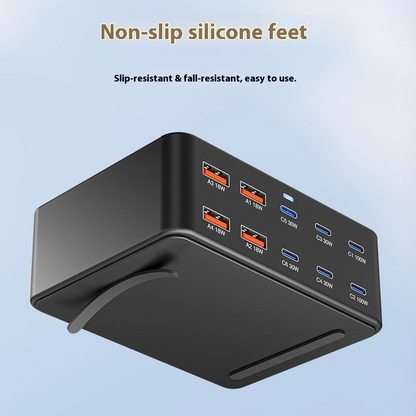 OEM Stationlader HW66, 330W, 5A, 4 x USB-A - 6 x USB-C, Zwart
