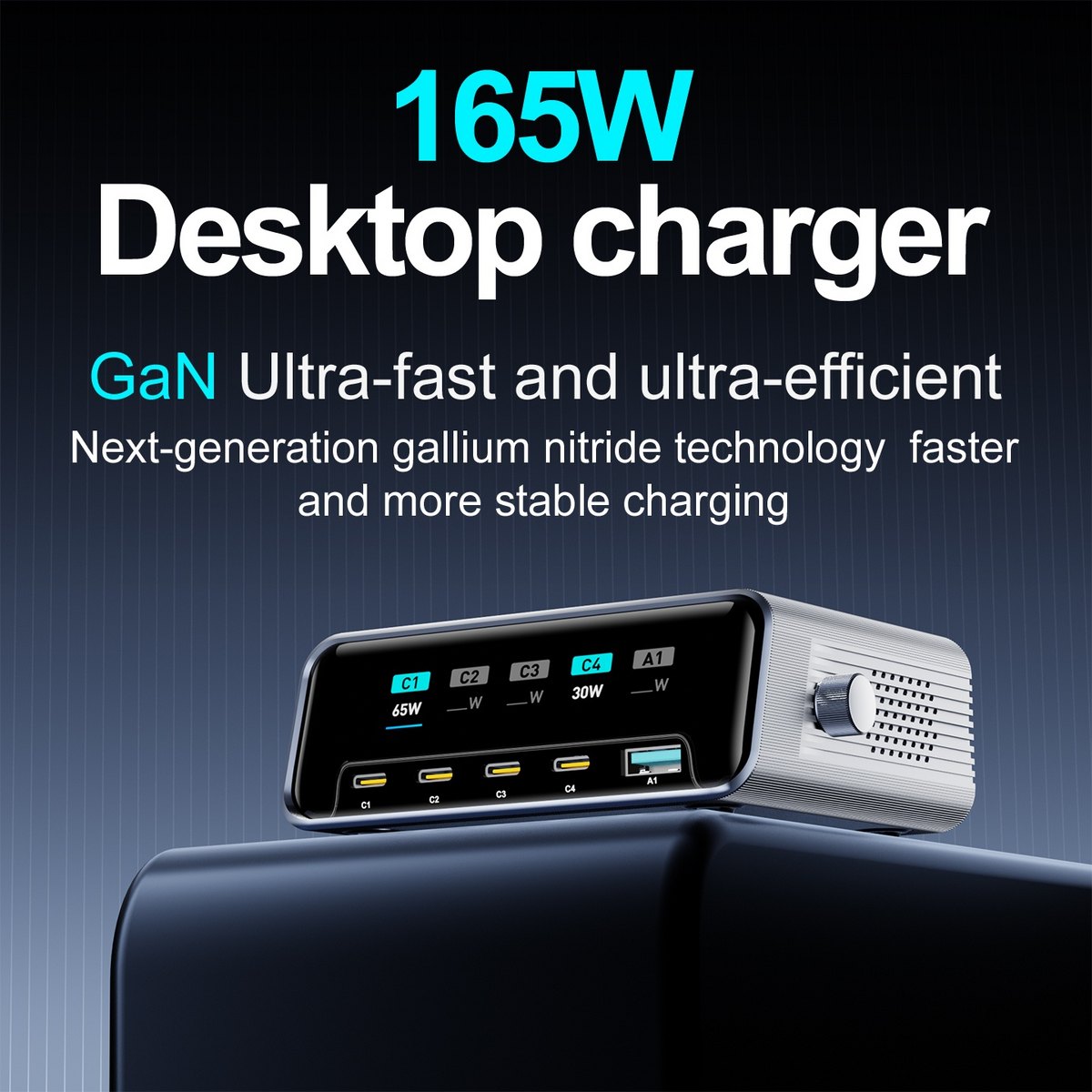 OEM Stationlader WLX-60G, 140W, 5A, 1 x USB-A - 4 x USB-C, Grijs