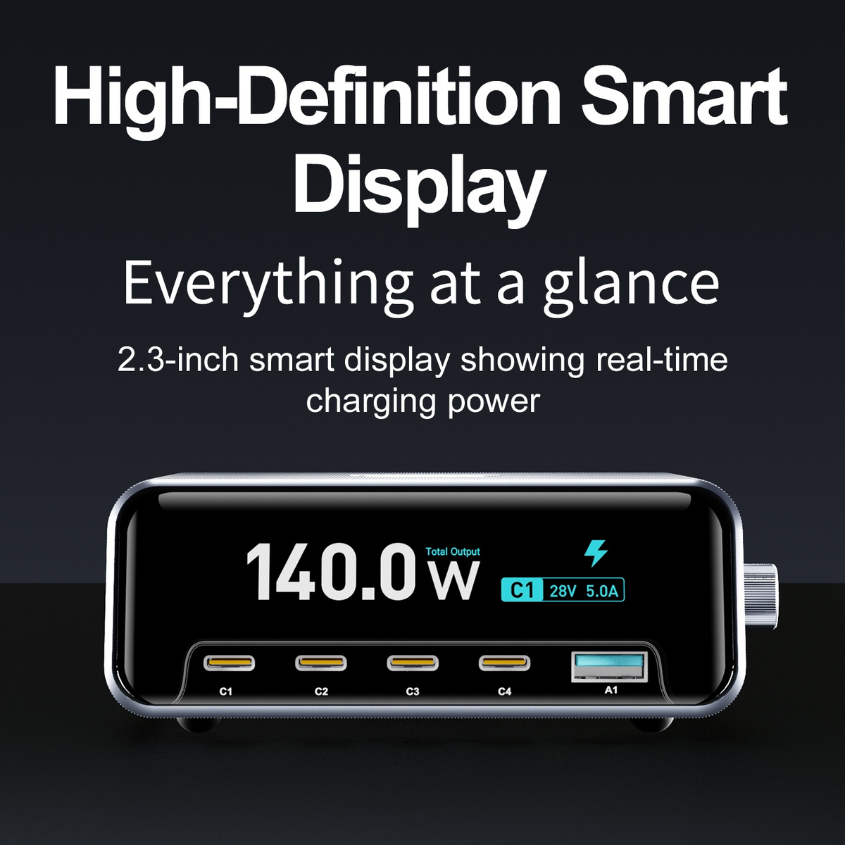 OEM Stationlader WLX-60G, 140W, 5A, 1 x USB-A - 4 x USB-C, Grijs