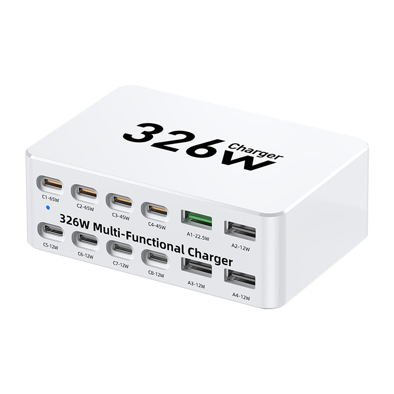 OEM Stationlader WLX-818E, 326W, 3,25A, 4 x USB-A - 8 x USB-C, Wit