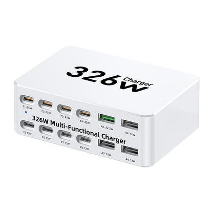 OEM Stationlader WLX-818E, 326W, 3,25A, 4 x USB-A - 8 x USB-C, Wit
