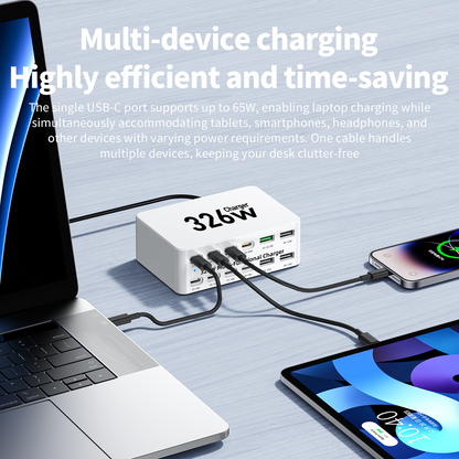 OEM Stationlader WLX-818E, 326W, 3,25A, 4 x USB-A - 8 x USB-C, Wit
