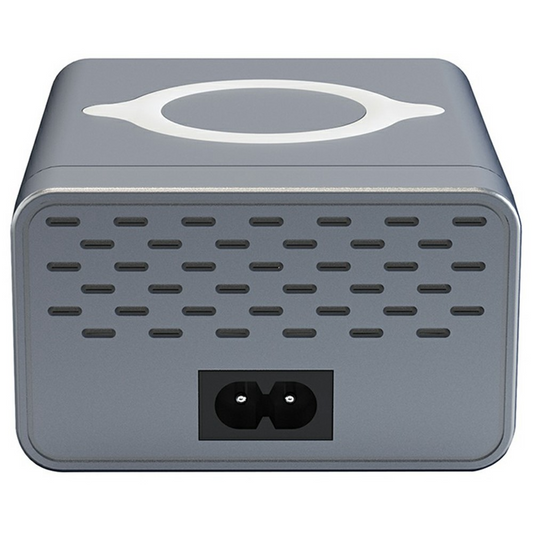 OEM WLX-M3 QI Stationlader, 80W, 4 x USB-A - 4 x USB-C, Grijs