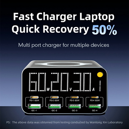 Chargeur Station OEM WLX-M3 QI, 80W, 4 x USB-A - 4 x USB-C, Gris