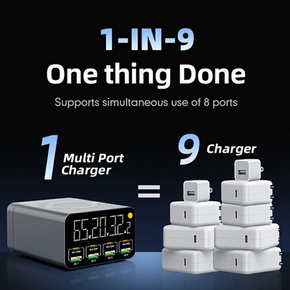 Chargeur Station OEM WLX-M3 QI, 80W, 4 x USB-A - 4 x USB-C, Gris