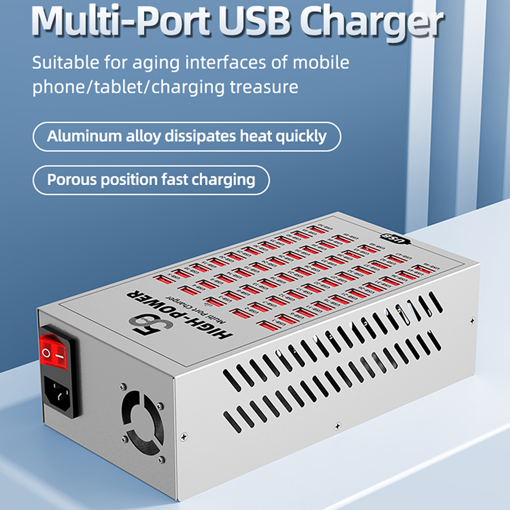 OEM Stationlader WLX-T2A, 200W, 2.4A, 50 x USB-A, Zilver