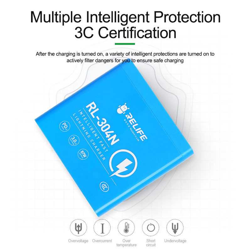 Opladerstation Relife RL-304N, 87W, 3A, 2 x USB-C - 4 x USB-A, Blauw