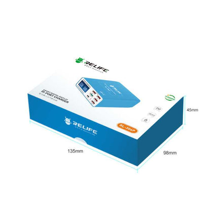 Chargeur Station Relife RL-304P, 40W, 3A, 1 x USB-C - 5 x USB-A, Bleu