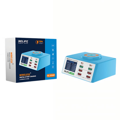 Chargeur Station Relife RL-309AW, 100W, 5A, 2 x USB-C - 6 x USB-A, Bleu