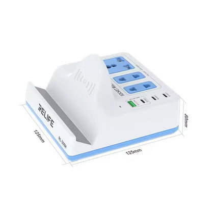 Relife RL-309H QI Ladestation Ladegerät, 72W, 1 x USB-A - 3 x USB-C, Weiß