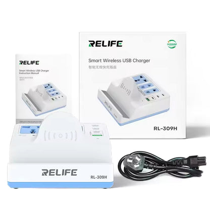 Relife RL-309H QI Ladestation Ladegerät, 72W, 1 x USB-A - 3 x USB-C, Weiß
