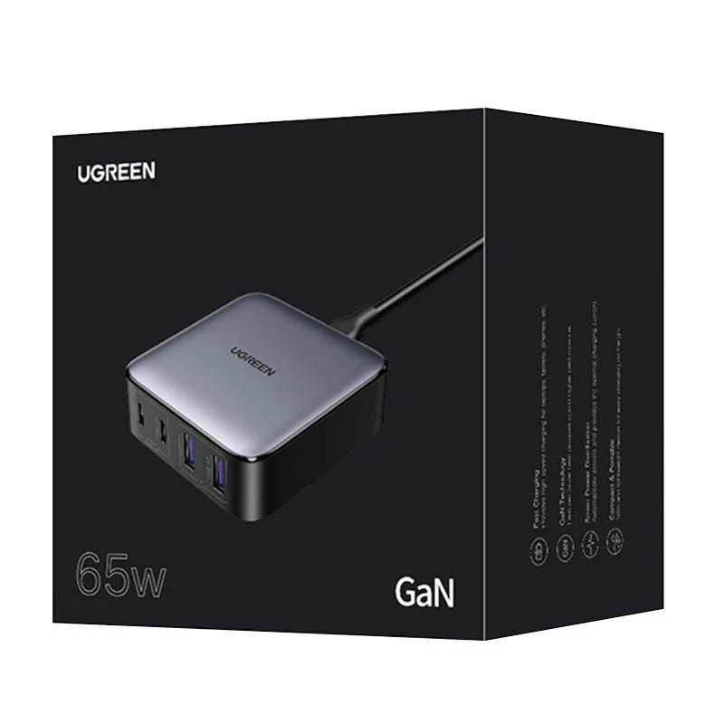 Chargeur Station UGREEN CD327 Nexode, 65W, 3.25A, 2 x USB-A - 2 x USB-C, Noir