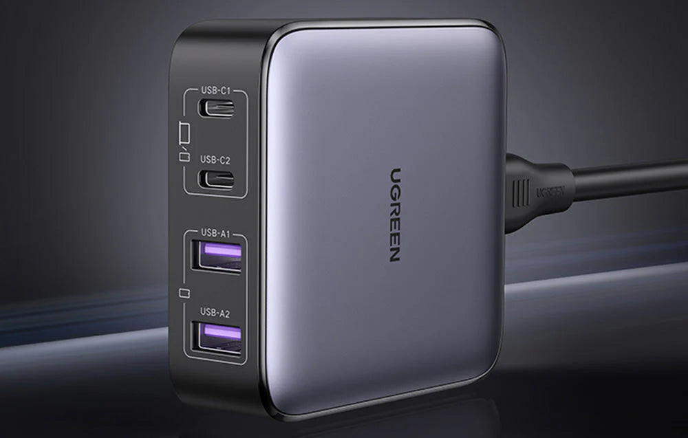 Chargeur Station UGREEN CD327 Nexode, 65W, 3.25A, 2 x USB-A - 2 x USB-C, Noir