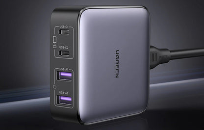 Chargeur Station UGREEN CD327 Nexode, 65W, 3.25A, 2 x USB-A - 2 x USB-C, Noir