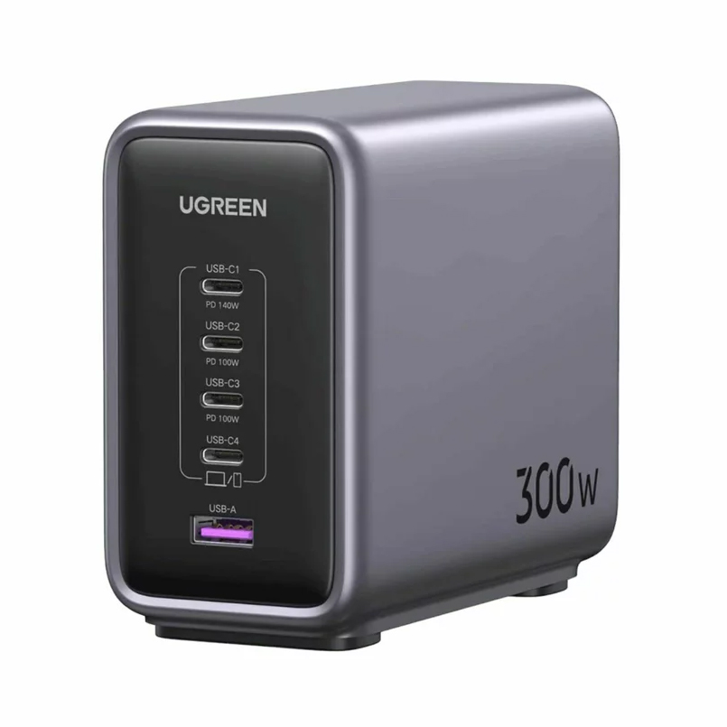 Chargeur Station UGREEN CD333 Nexode, 300W, 5A, 1 x USB-A - 4 x USB-C, Gris, Reconditionné
