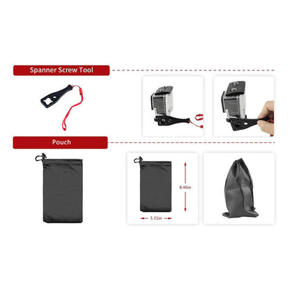 Kit d'accessoires pour caméra sport Techsuit SA15 pour GoPro / SJCAM Series, 15 en 1, Noir