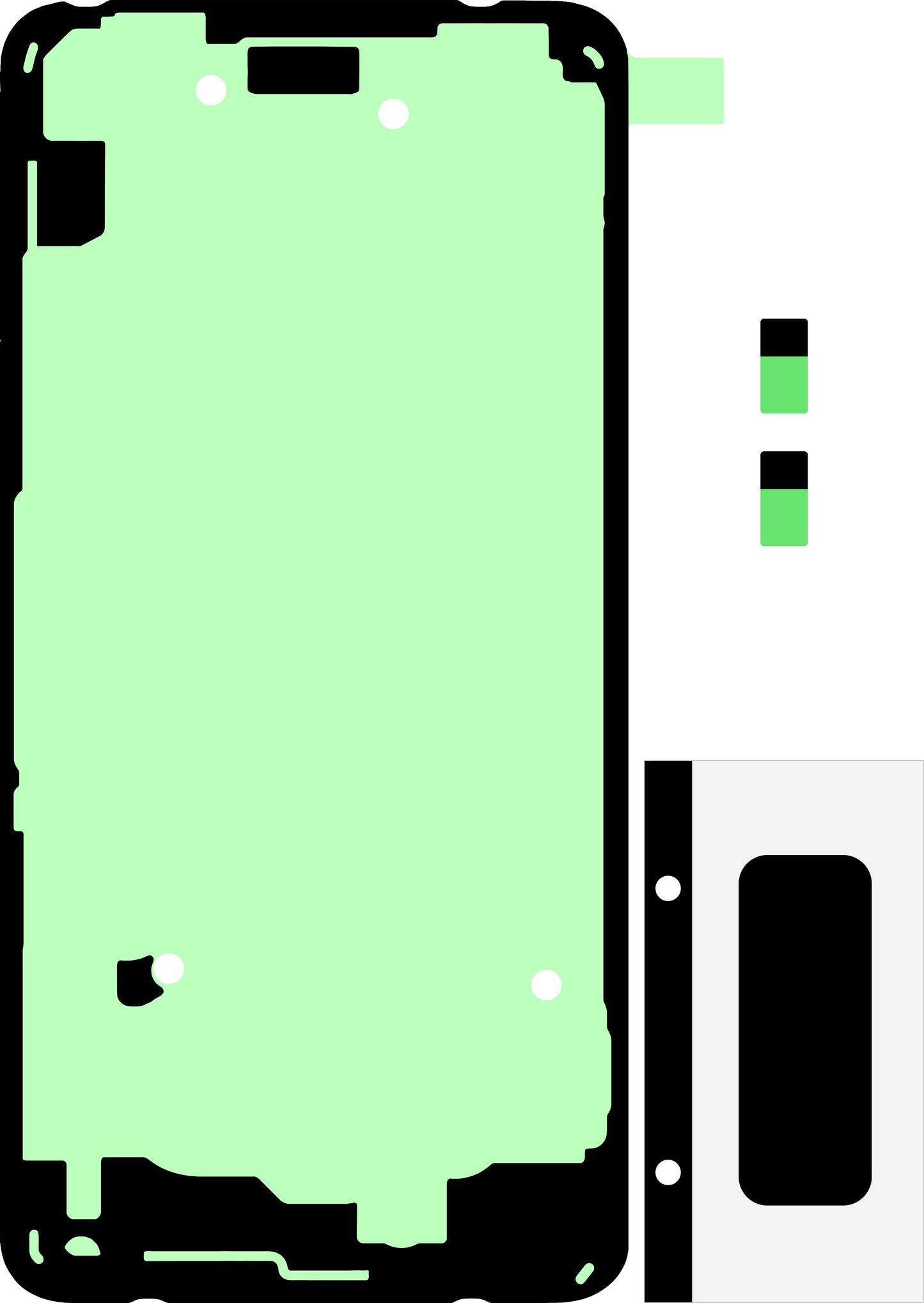Kit Lijm Batterijdeksel Samsung Galaxy S10e G970, Service Pack GH82-18798A