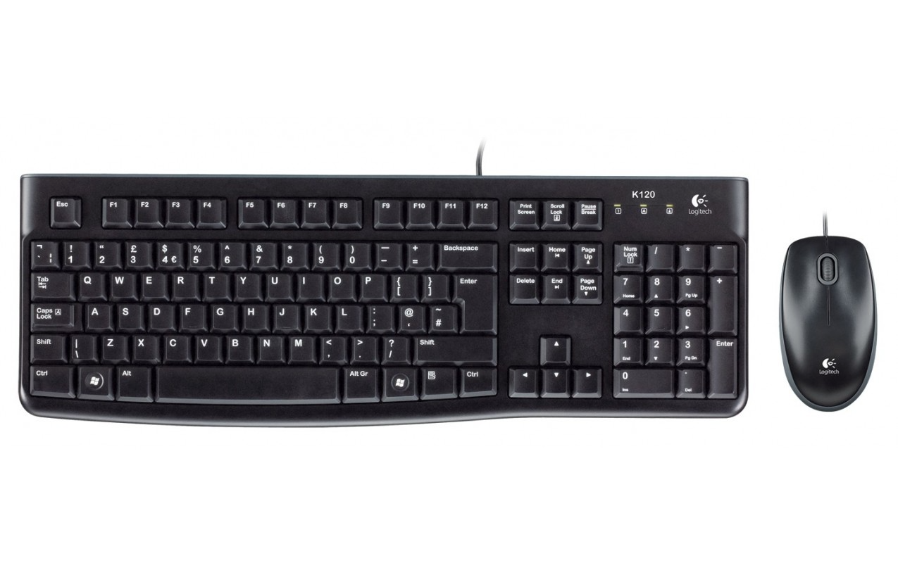 Logitech MK120 Bedraad USB Toetsenbord Muis Set, Zwart