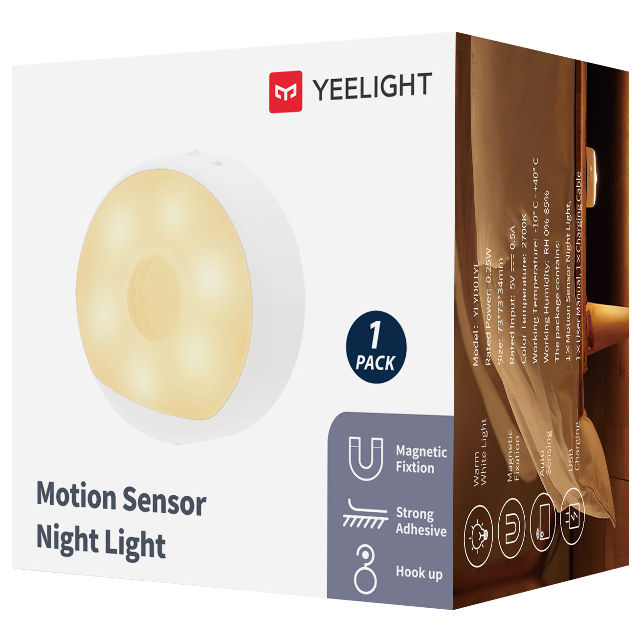 Veghe Yeelight Lampe, 0.25W, 2700W, Capteur, Blanc YLYD01YLYL 