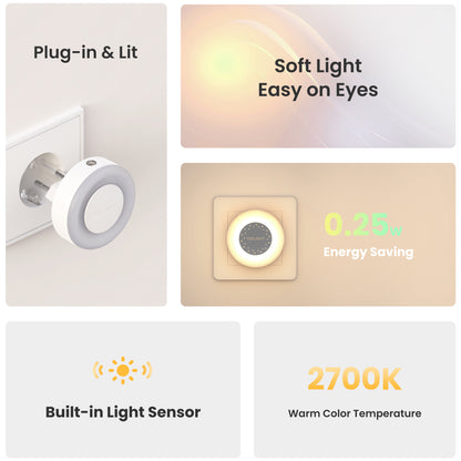 Veghe Yeelight Plug-in Nachtlampje, 0,25W, 2700K, Sensor, Wit YLYYD-0021