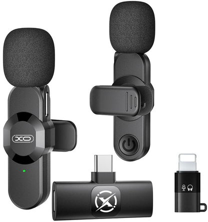 Lavaliermikrofon XO Design MC14 Dual, USB-C / Lightning, 2er-Set, Schwarz