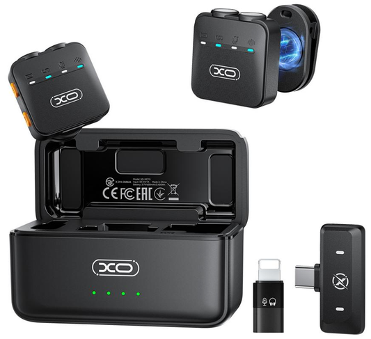 Lavalier XO Design MC15 Dual, USB-C / Lightning, Set van 2 stuks, Zwart