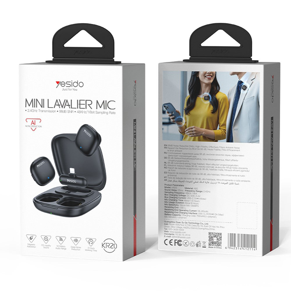 Lavallière Yesido KR20, Lightning, Set 2 pièces, Noire