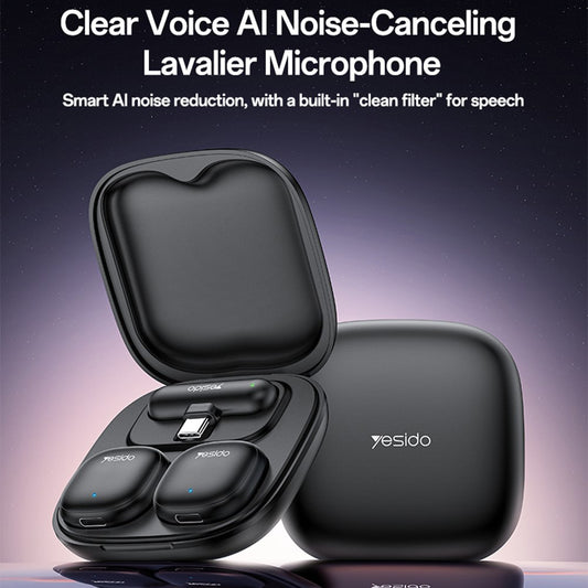 Lavalier Yesido KR21, USB-C, Set 2 pièces, Noir