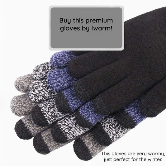 Winter Touchscreen Handschoenen Iwarm ST0018, Maat 23cm, Grijs