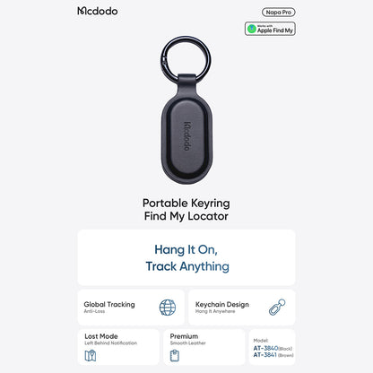 Porte-clés Mcdodo SmartTag Napa Pro AT-3840 pour iOS Series, Noir