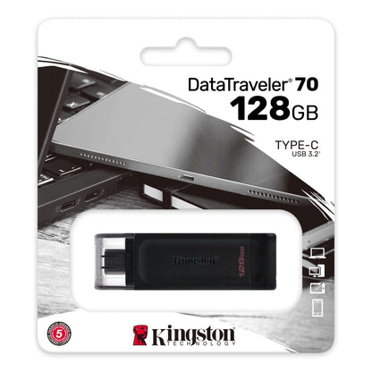 Kingston DT70 USB-C extern geheugen, 128Gb DT70/128GB