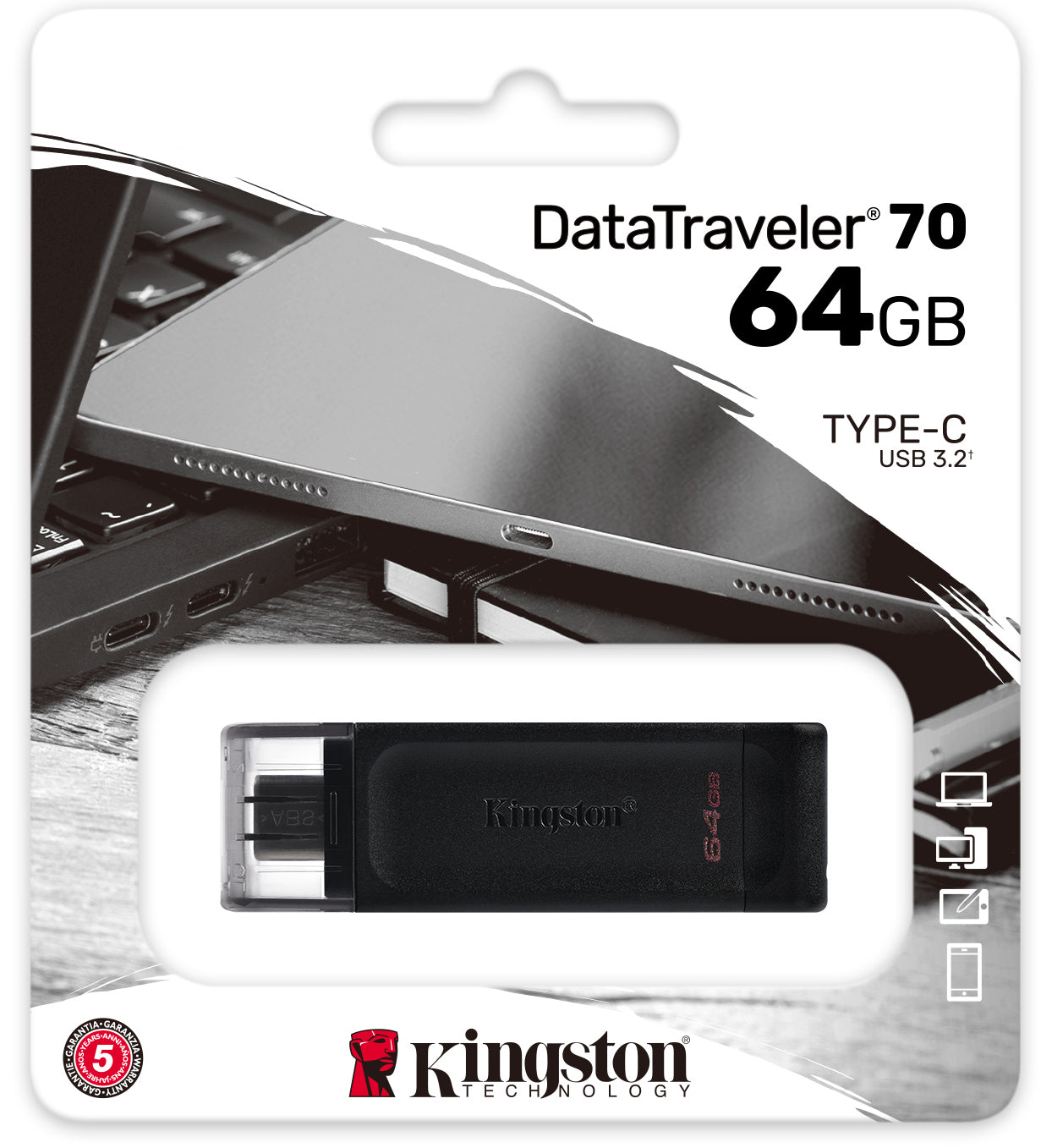 Kingston DT70, 64Gb DT70/64GB USB-C extern geheugen