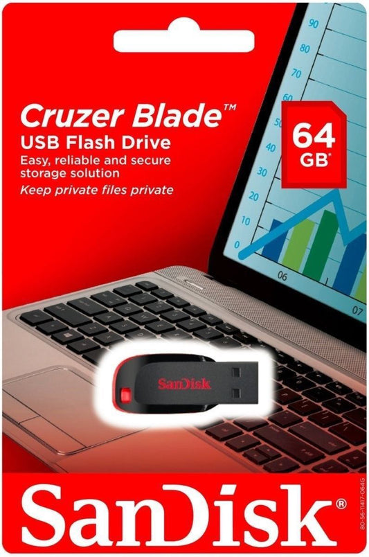 Externe USB-A Geheugen SanDisk Cruzer Blade, 64Gb SDCZ50-064G-B35