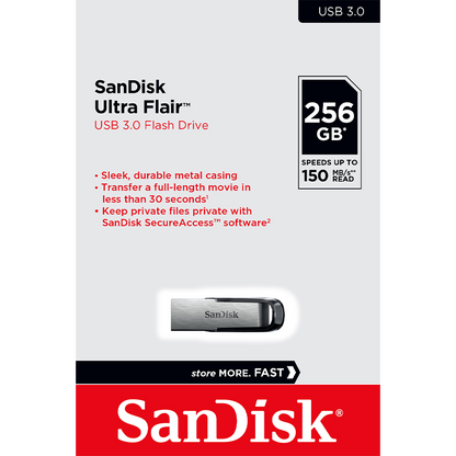 Mémoire Externe USB-A 3.0 SanDisk Ultra Flair, 256Go SDCZ73-256G-G46